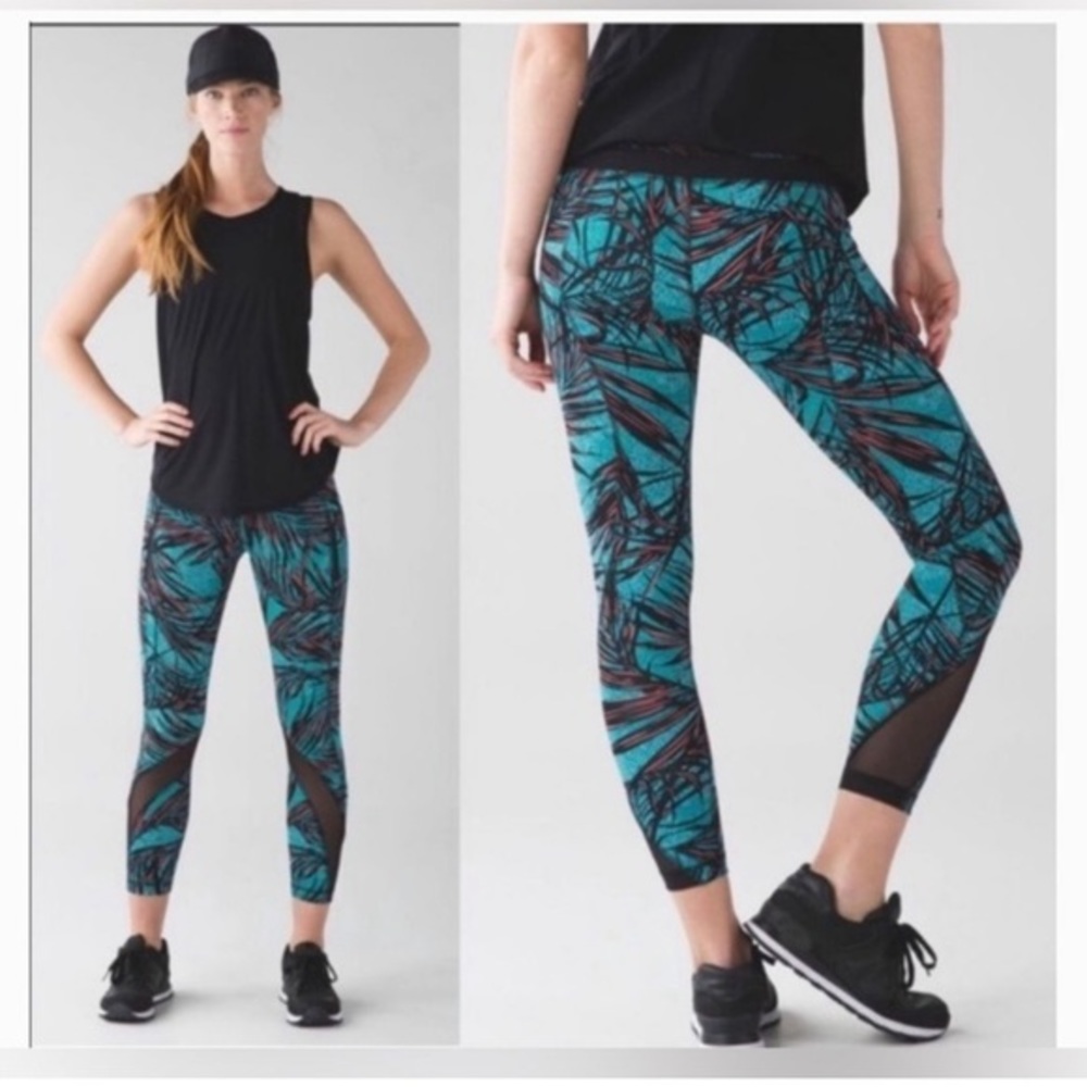Lululemon Inspire‎ Tight II Palm Lace Tofino Teal Size 4